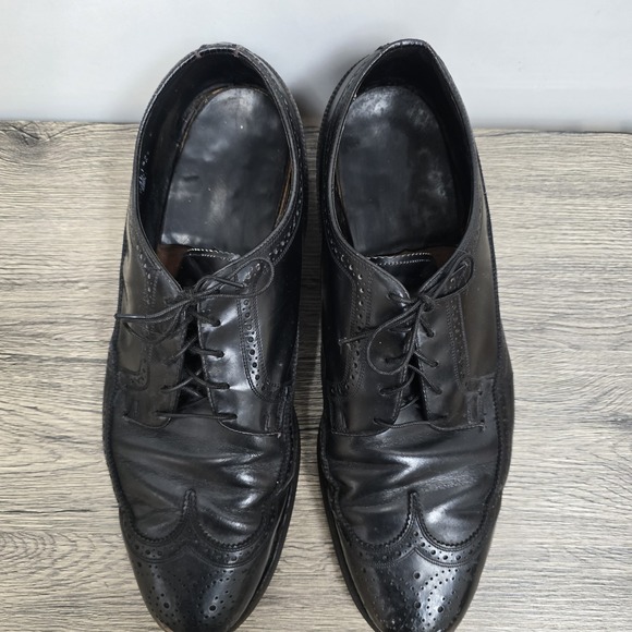 Florshiem Wingtip Shoes Mens Size 14 D Black Style 20819 Leather USA Flexible - Picture 4 of 16